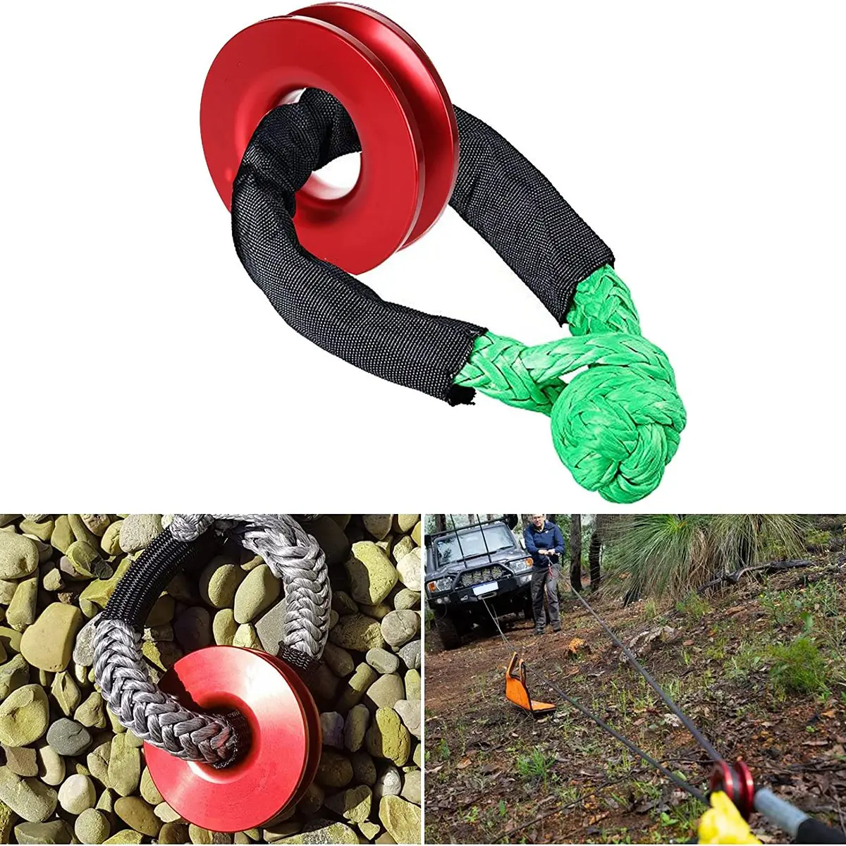 حلقة استعادة تكبل ناعمة، حلقة استرداد ونش انتزاع لشاحنة ATV UTV SUV Recovery 41000 رطل، أحمر للبيع بالتجزئة