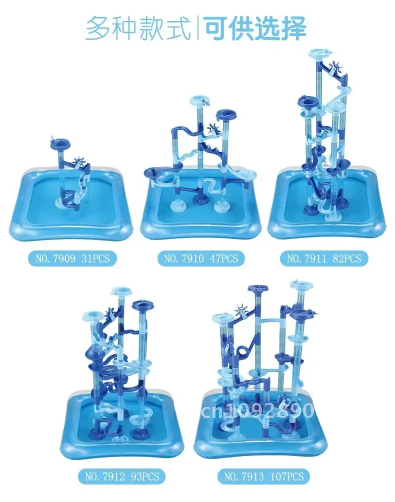 Water Marble Run Maze Ball for Interactive Maze Ball Track Water Inflator for Kids Balls 30Pcs Track, DIY Cushion Air