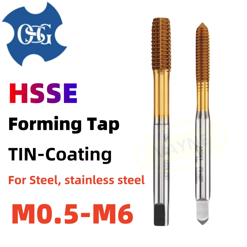 HSSE OSG Tin-Coated Forming Roll Tap M0.5-M6 M0.8M1M1.2M1.4M1.6M1.7M1.8M2 M2.2M2.5M2.6M3M3.5M4M5M6 Screw Thread Taps For Steel