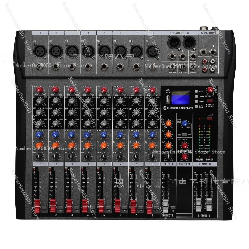 CT8 Professional 8-way Mixer Stage Band Performance Meeting USB with Bluetooth Monitor DJ Console Mixer