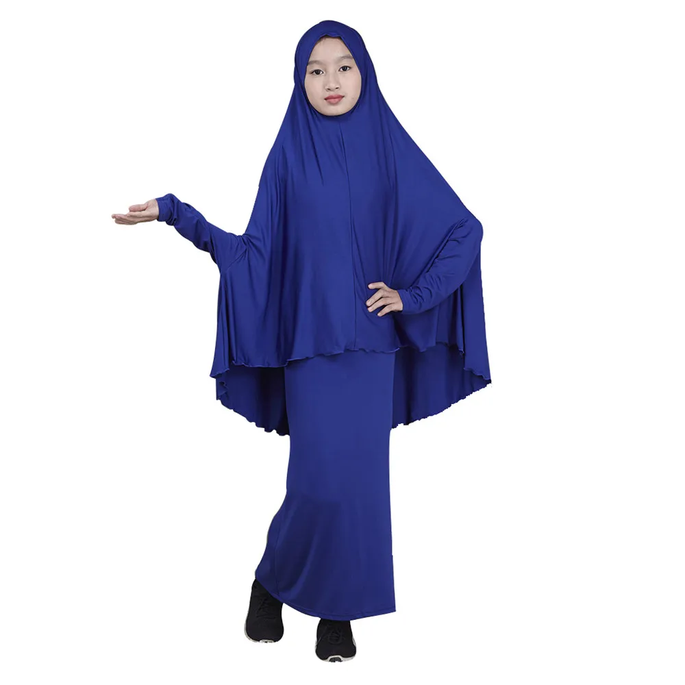 

Muslim Kids Girls Prayer Dress Khimar Caftan 2 Pieces Set Overhead Abaya Eid Ramadan Islamic Clothing Modest Kaftan Burqa Robe