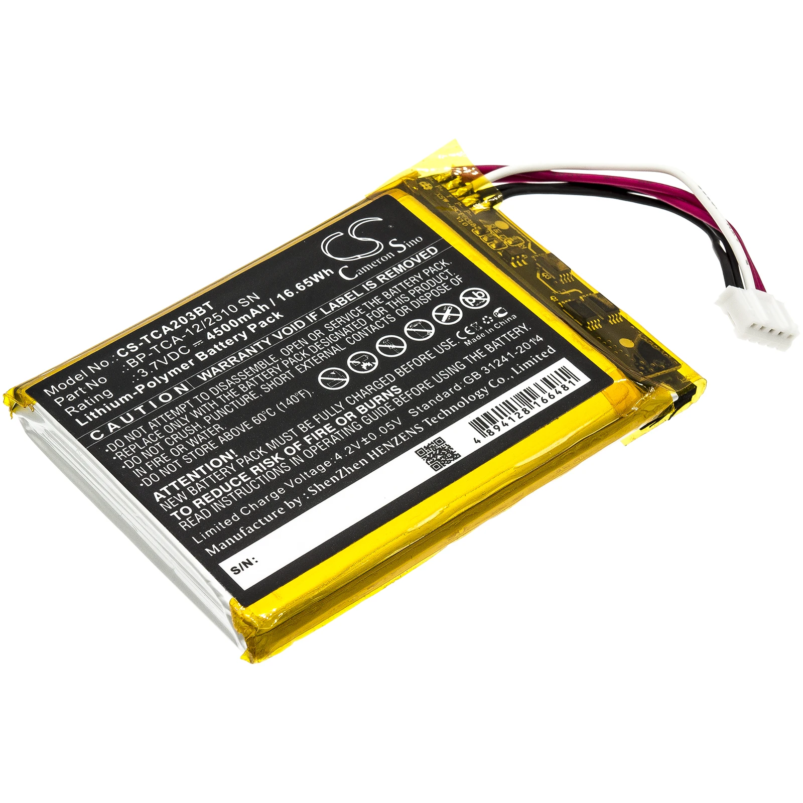 CS 4500mAh Battery For Technicolor BP-TCA-12/2510 SN TCA203  TCA203COMG   Xfinity Home Security Touch Screen