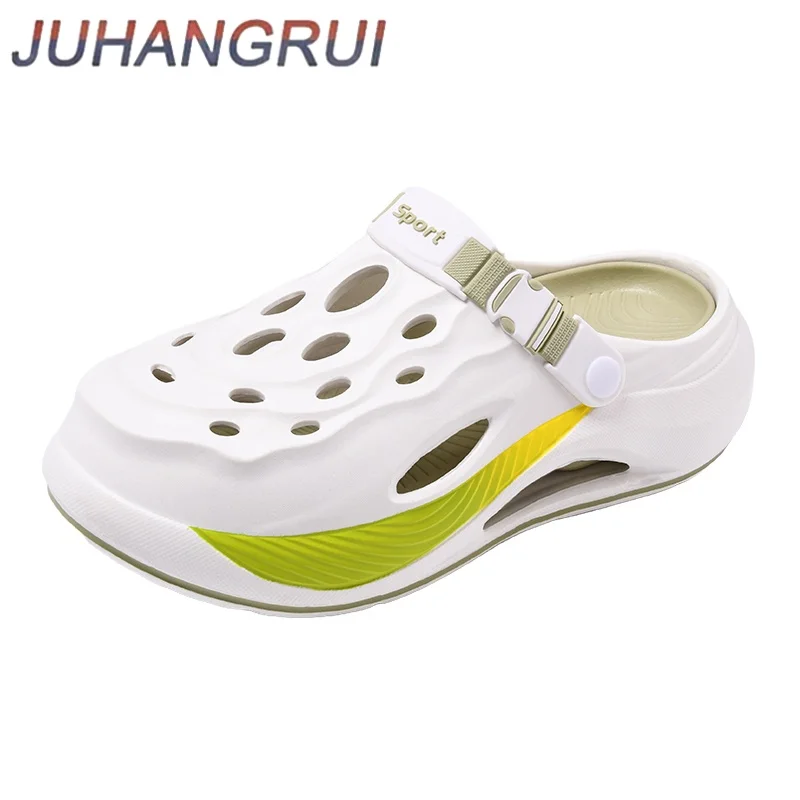 

Fashion Slippers for Men Closed-toe Casual Clogs Mens Sandals Thick Bottom Quick-dry Breathable Outdoor Beach Shoes 2025 New