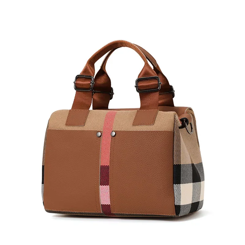 Aidrani Plaid Satchel Handbag for Women, Modern Sophistication Check Pattern Flap Purse, Detachable Strap Shoulder Crossbody Bag
