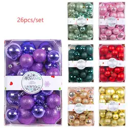 26Pcs Christmas Balls Painted Xmas Tree Ball Ornaments with Hanging Ropes for Christmas Party Decor