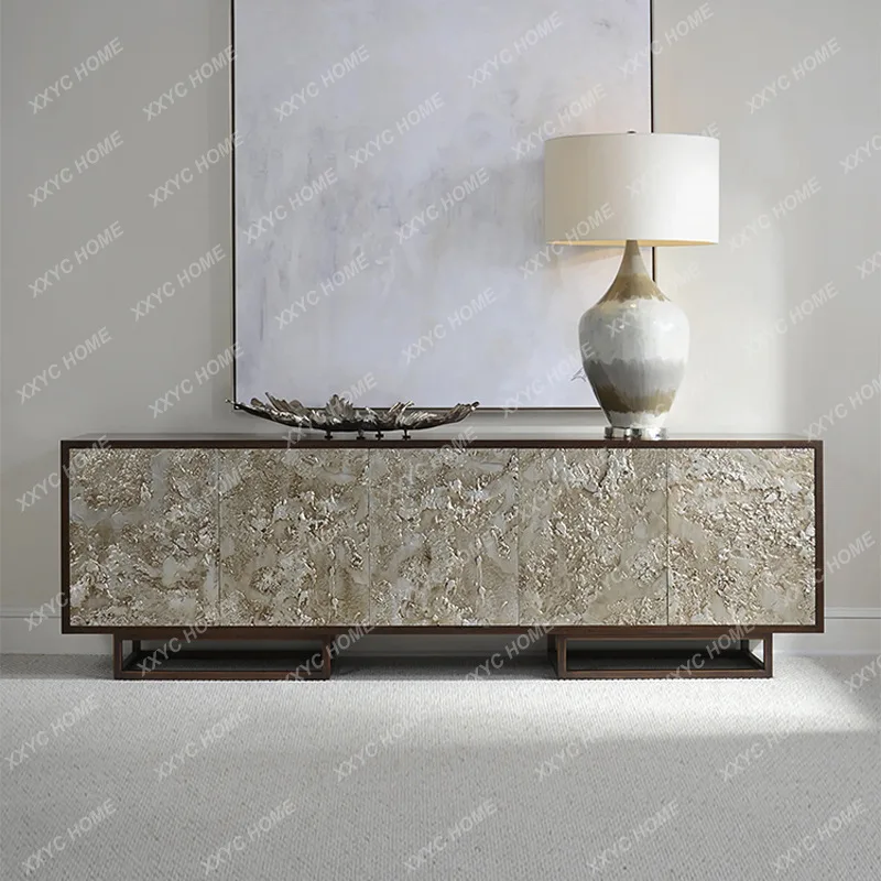 Light luxury solid wood TV cabinet, living room home floor storage side cabinet
