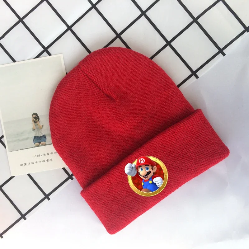 Super Mario Knit Caps Wool Money Cap Knit Hats Winter Trend Fashion Hip Hop Style Kid Cartoon Solid Color Thermal Hat Fine Gifts