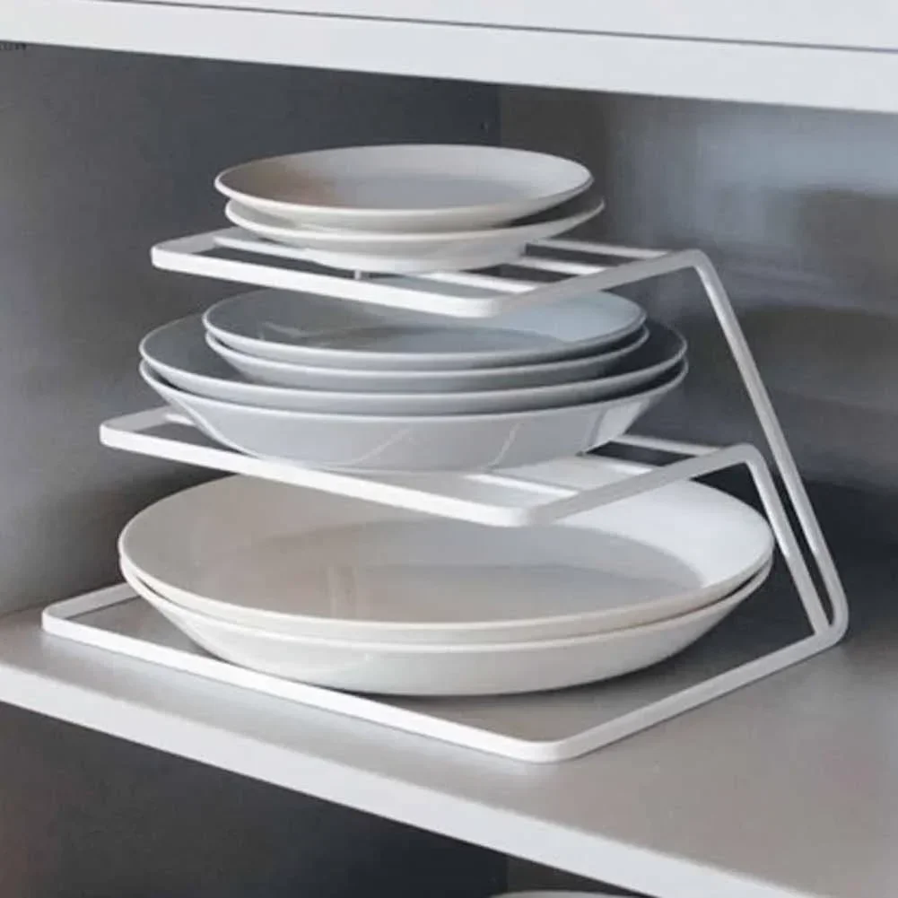 Kitchen Household Storage Drain Iron Rack 3 Levels Plates Bowl Cup Separate Storage Dishes Stand Hold Dish Drying Organizer Tool