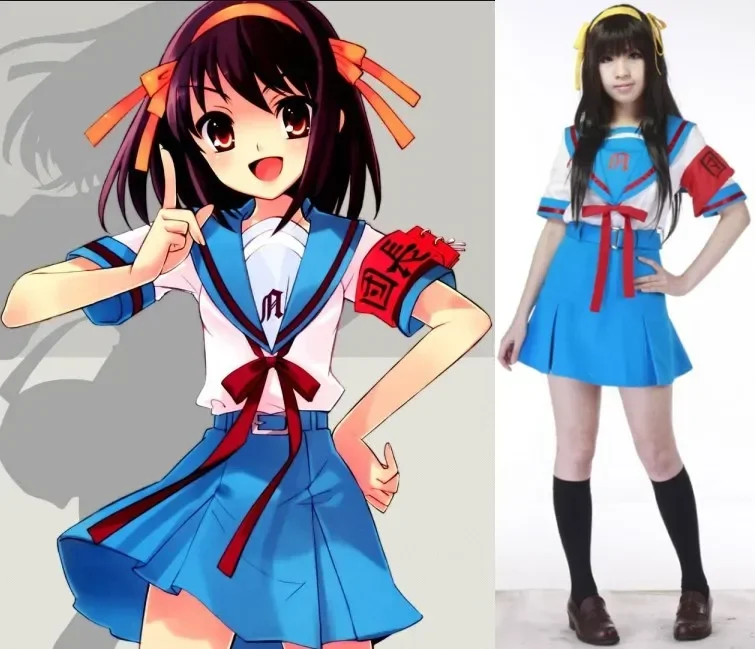 Suzumiya Haruhi No Yuuutsu Suzumiya Haruhi summer school uniform cosplay halloween costumes  improved version