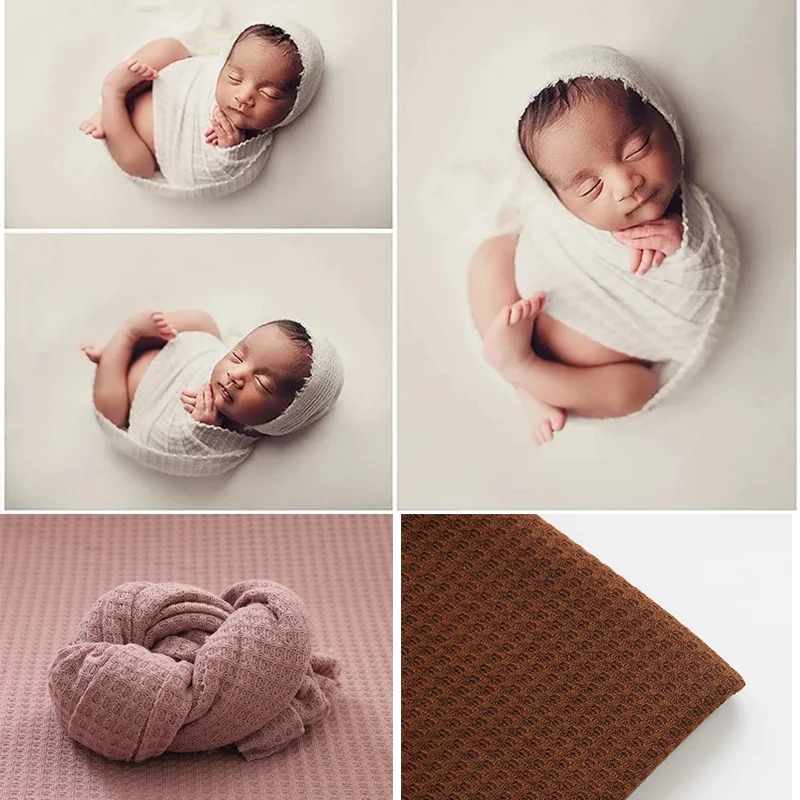 Newborn Photography Blacket Solid Color Knitted Swaddling Wraps Blanket Photo Background Cushion Shoot Studio Photoshoot Props