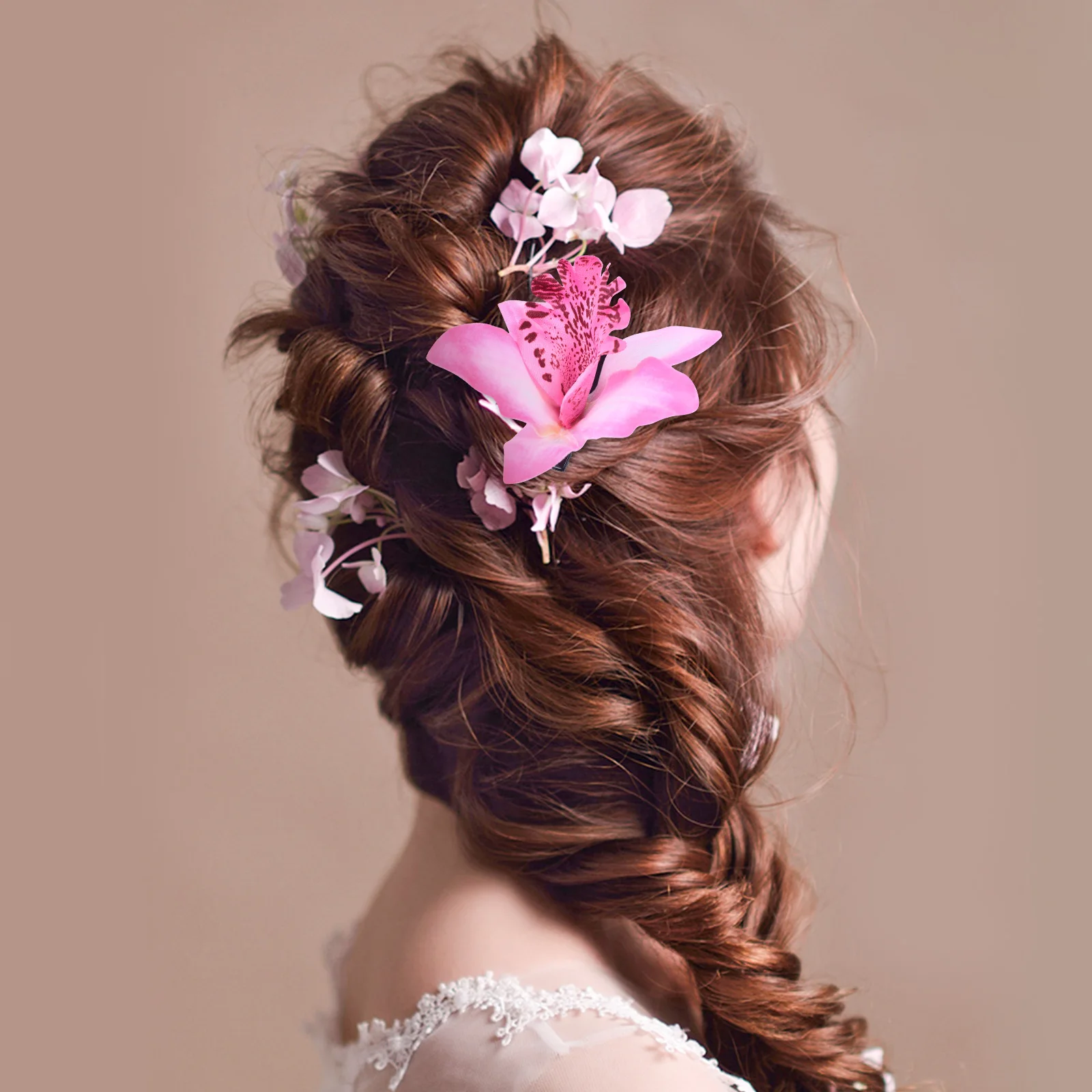 

8pcs Floral Hair Accessories Women Beach Orchid Hair Clips Wedding Hairpins Sturdy Layered Fabric Petals Durable Non-Fading