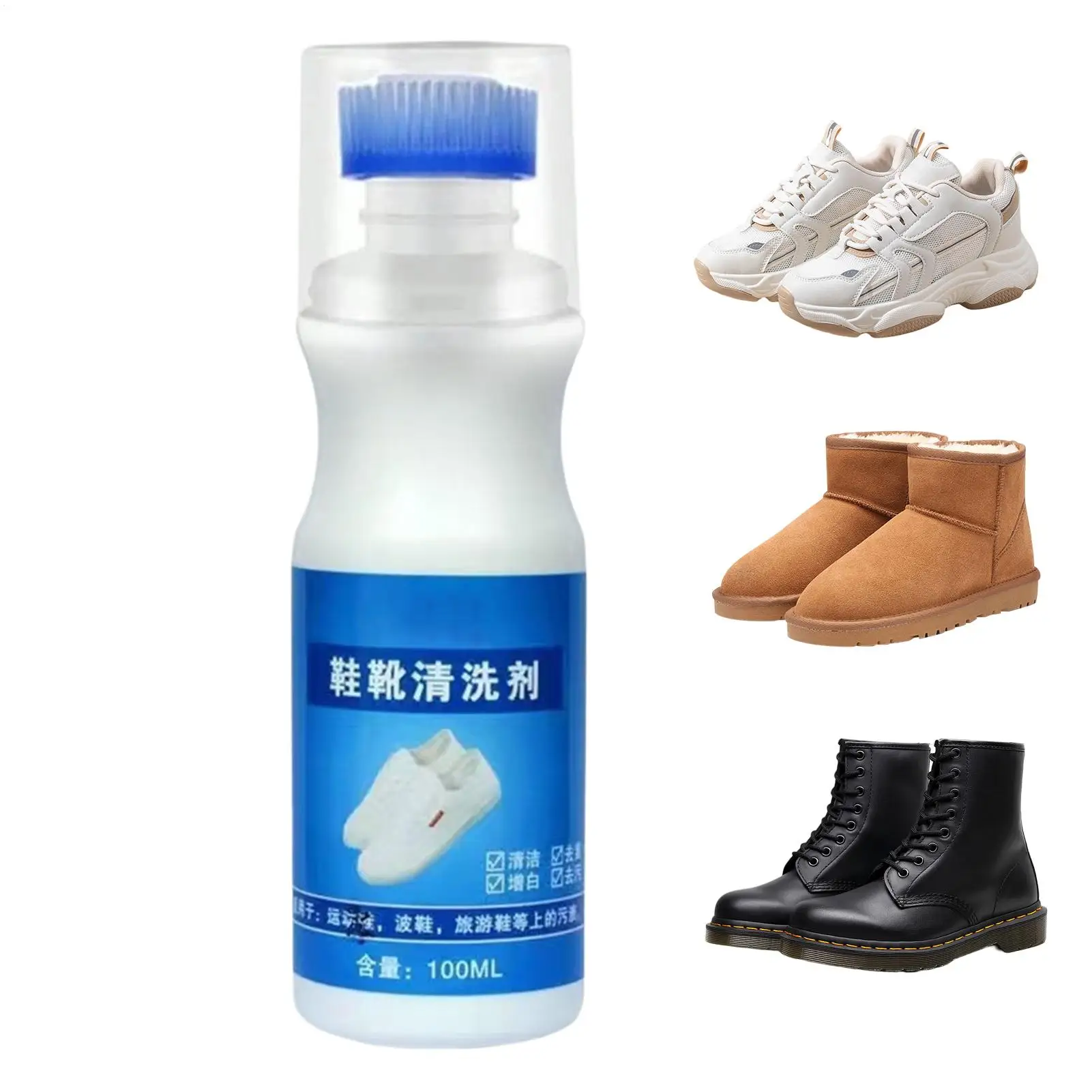 White Shoe Cleaner 100ml Foam Waterless whitening Remover brightening Shoe Cleaner Foam spray for Leather Mesh Fabric