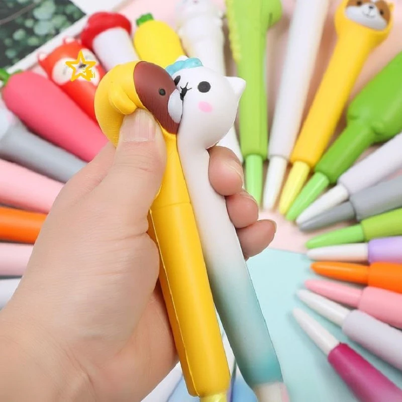 Novelty Cartoon Stress Relieve Squishy Gel Pen Squeeze Foam Pen Cute School Office Supplies Gift Stationery