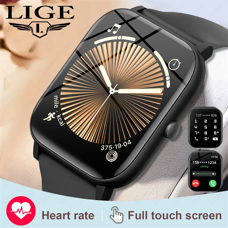 LIGE New Smartwatch 1.85'' Waterproof Smart Watch with Message Answer Call Sleep Monitoring Sports Pedometer For iPhone Android