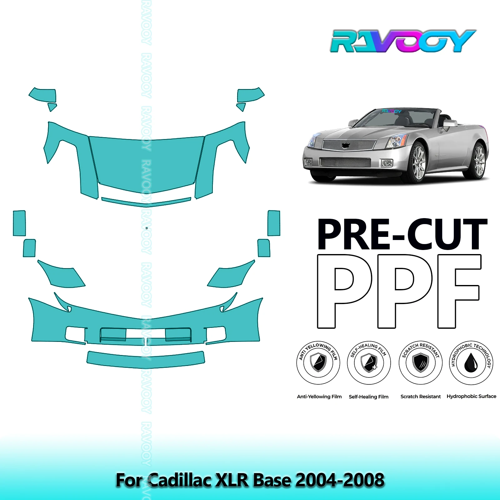 

8.5Mil Precut Paint Protection Film PPF Clear Bra Front Kit For Cadillac XLR Base 2004-2008