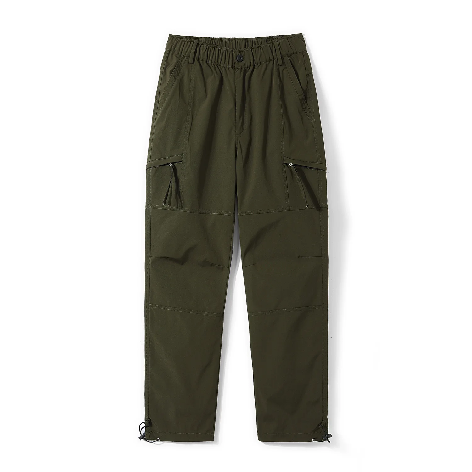 Pantaloni cargo da uomo pantaloni lunghi solidi casual tasche larghe regolari cerniera giuntura pantaloni dritti in vita elastica autunno inverno