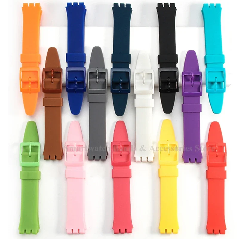 16mm 17mm 19mm 20mm Silicone Soft Bracelet for Swatch Colorful Rubber Watch Band Men Sport Replacement Wrist Strap Accessories