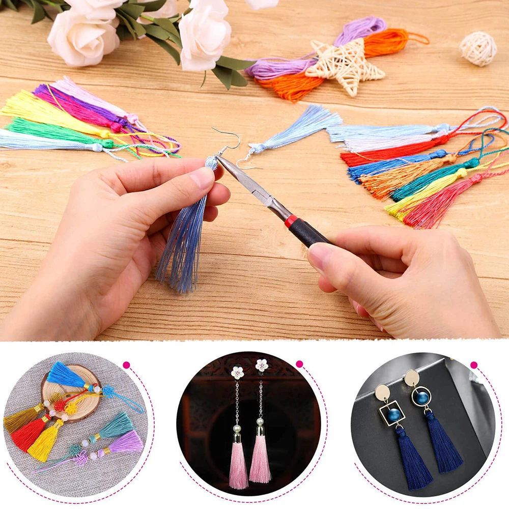 32Pcs Bookmark Tassels Fringe Brush Silky Handmade Soft Craft Mini Tassels with Loops for DIY Crafts Jewelry Making Accessories