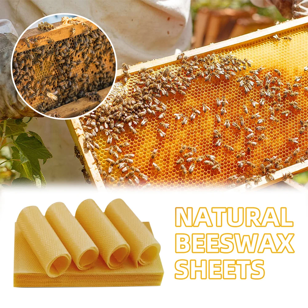 Multi-Purpose Natural Beeswa Sheets Wax Foundation Bee Hives Kit Honeycomb Mold for Beekeeping/Candle Making/Furniture Polishing