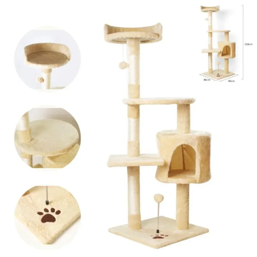 Imagem -02 - Quadro de Escalada de Gato de Madeira Tecido de Pelúcia Macio Cat Tree House Torre de Camadas Apartamento Sisal Jumping Platform Fun Kitten Toys