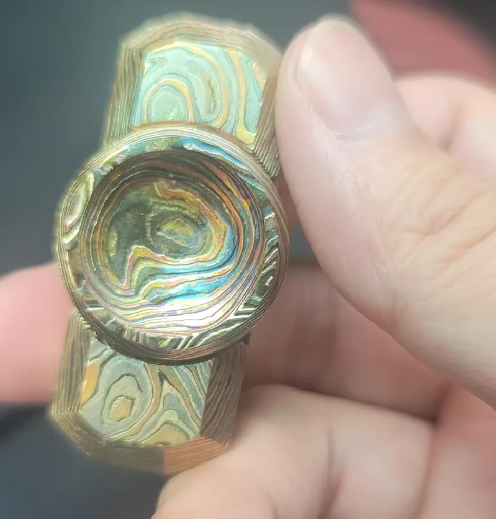 Used EDC njt nebu2.0 mokume spinner Fingertip gyroscope Decompression toys