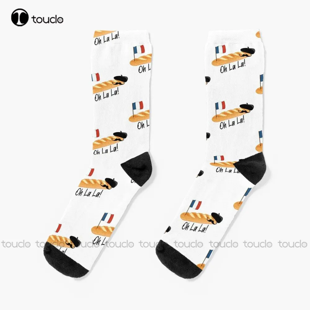 

Забавные носки Oh La Baguette с изображением французской еды, женские носки для бега, индивидуальные носки унисекс для взрослых и подростков, Молодежные носки, индивидуальный подарок