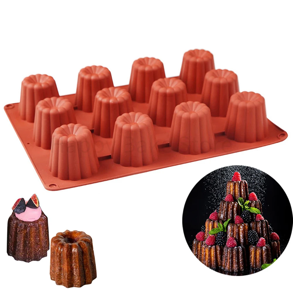 

12/15 Cavity Silicone Canele Mold Mini Nonstick Canneles Cake Pan for Mousse Fondant Muffin DIY Baking Tray Kitchen Accessories