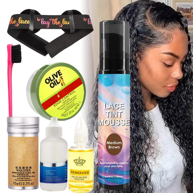 Impermeável Lace Tint Mousse para Wig Glue Removedor de cola Bordas Controle Escova Derreter Wax Stick Removedor de cola