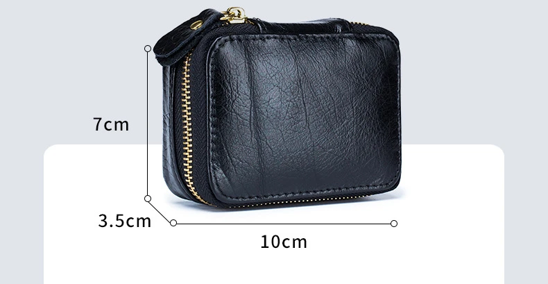 Lady Genuine Leather Lipstick Square Small Bag with Mirror Cowhide Cute Makeup Bag for Women's Jewelry Box Mini Coin Storage Bag
