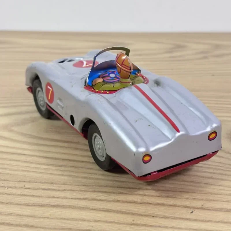 [Zabawna] Kolekcja dla dorosłych Retro Wind up zabawka Metal Tin Racer na samochodzie wyścigowym Mechaniczne zegarowe figurki do zabawy model prezent dla dzieci