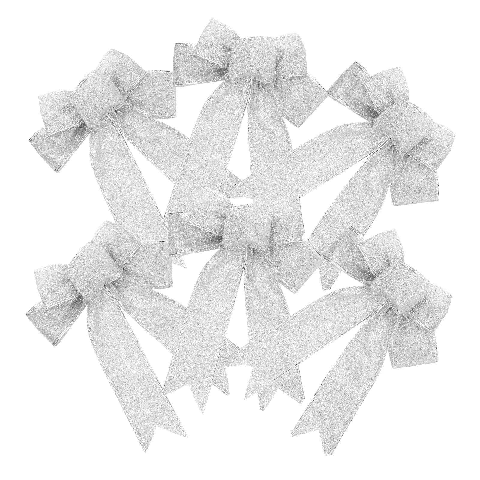

6pcs Gold-edged Bow Jewelry Lightweight Decorative Christmas Tree Bowknot Party Ornaments Shiny Festive Atmosphere Holiday