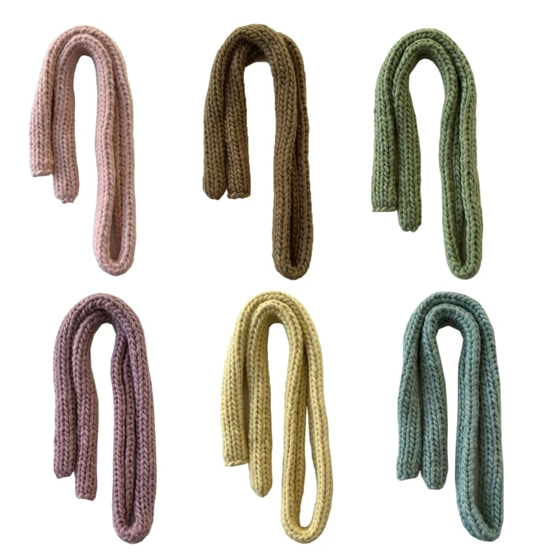 Thick Knitted Scarf for Female Girl 2000s Solid Color Long Scarf Spring Autumn Narrow Knitted Scarf Harajuku Neck Scarves