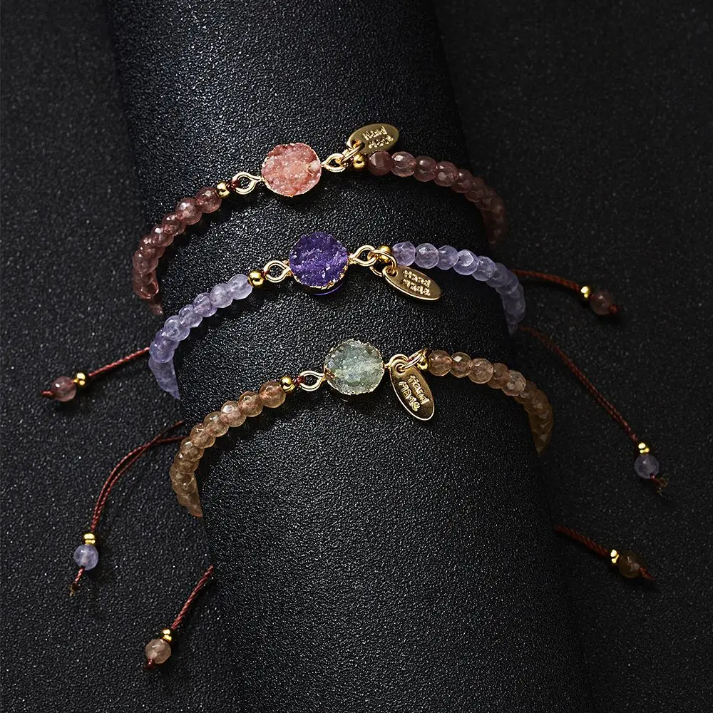 

Fashion Charm 4MM Bead Adjustable With Stone Bangle Bracelet Jewelry Natural Stone Handmade