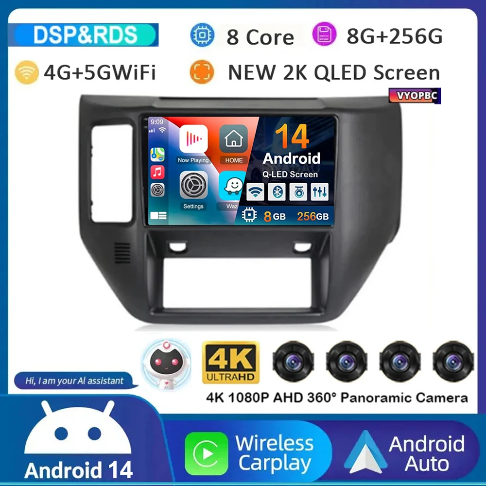 

Android 14 Carplay Auto 4G WIFI Car Radio For Nissan Patrol V 5 Y61 2004 - 2011 Multimedia Video Player Navigation GPS Stereo BT