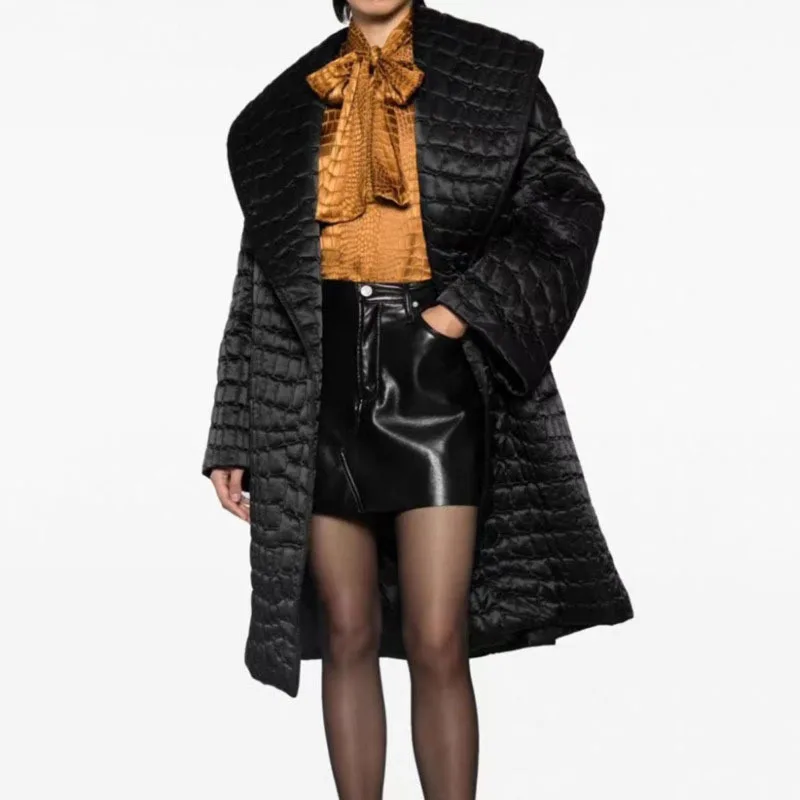 HKSH Herbst Winter Neue Frauen Flut Gepolsterte Mantel drehen-unten Kragen Bund Casual Cape High Street Chic Warme Baumwolle jacke HK10652