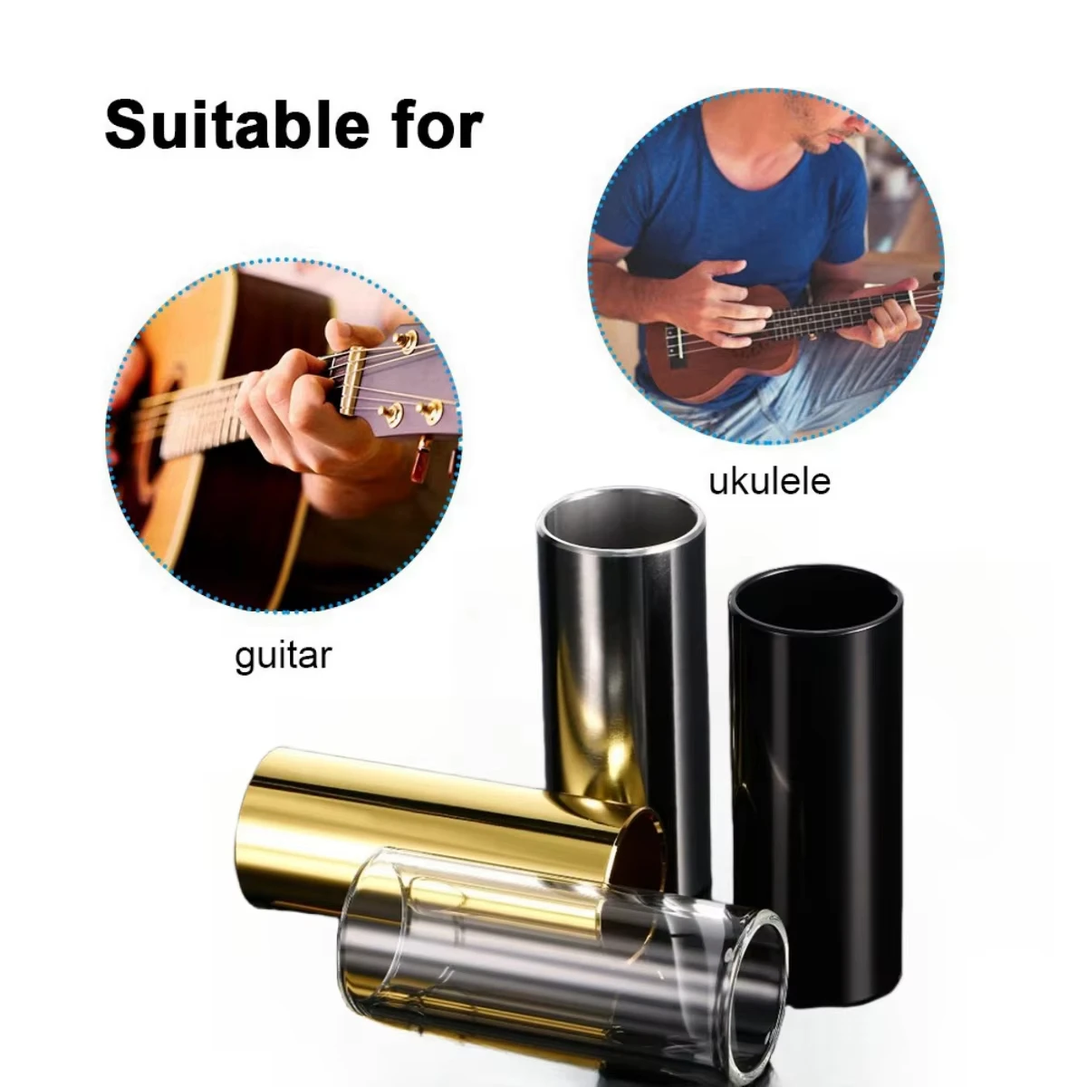 Miwayer Slider 60MM High Guitar Slide Bar Stainless Steel Metal/ABS Finger Slides Ukulele String Instruments Guitar Accessorie