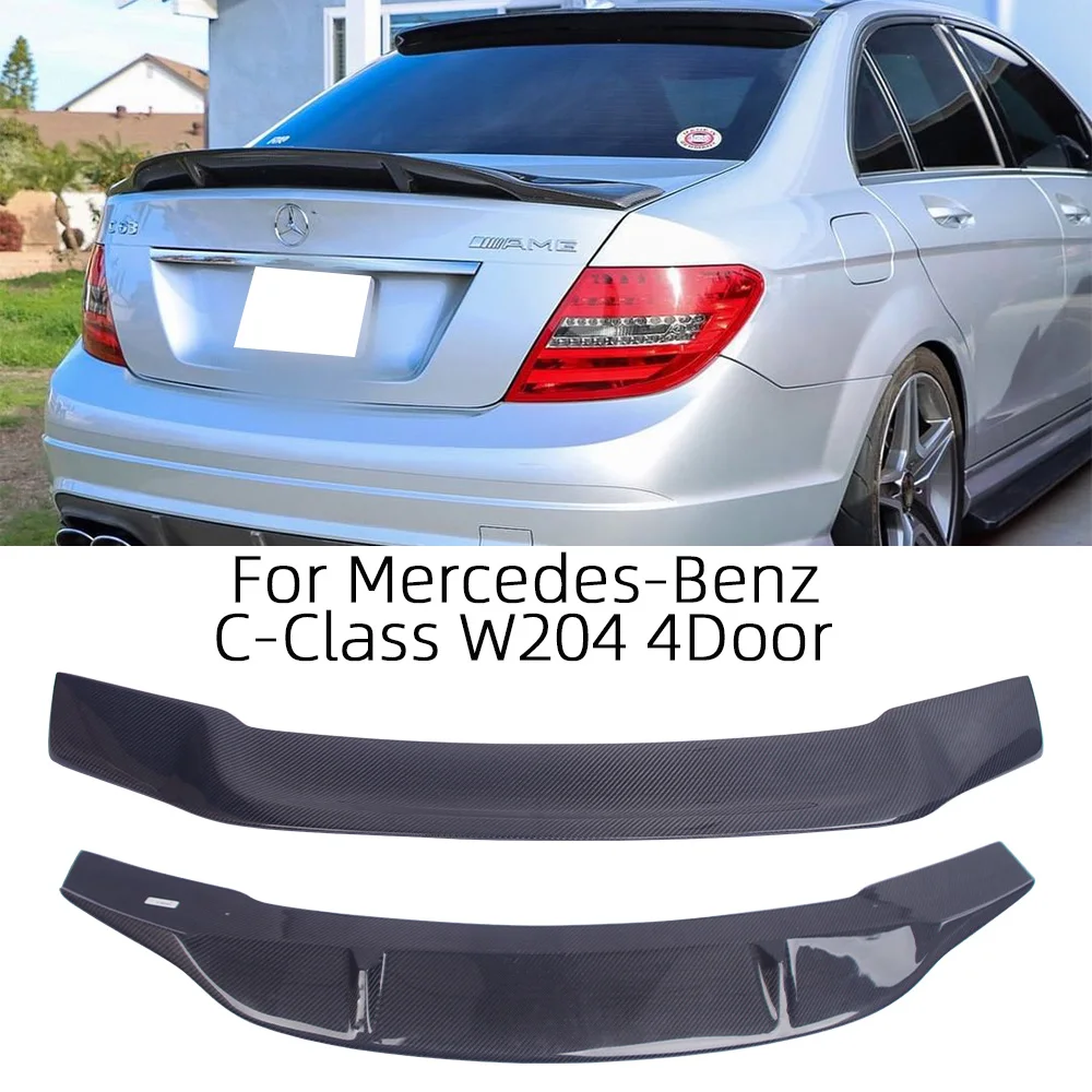 For Mercedes-Benz C-Class W204 4Door R Style Carbon Fiber Rear Spoiler Trunk Wing 2007-2014 FRP honeycomb Forged