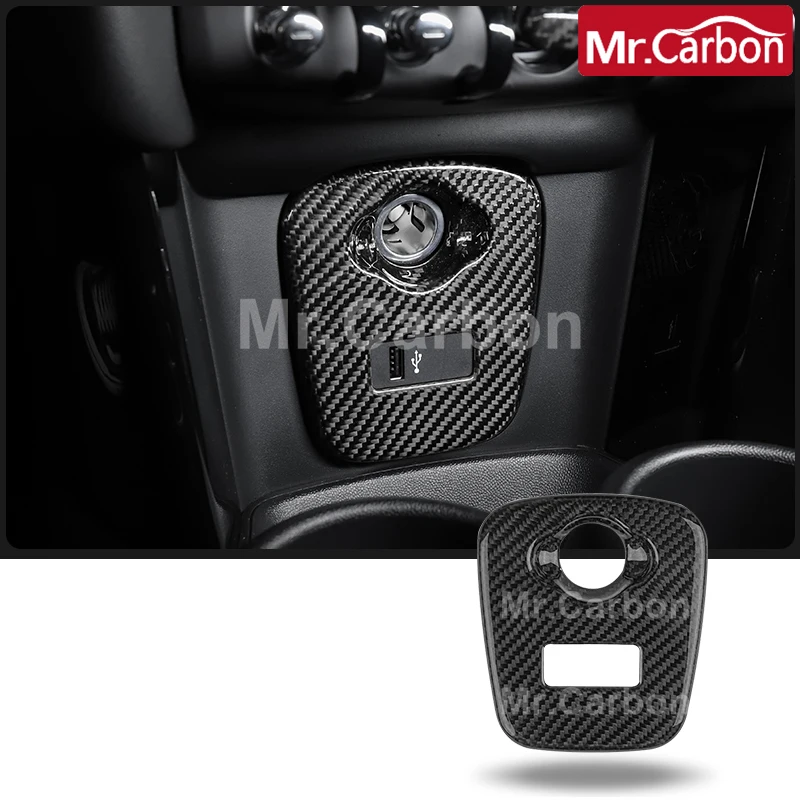 Car USB Auxiliary Panel Cigarette Lighter Carbon Fiber Decorative Cover For  M 1 Coope r F 55 F 56 F 57 Interior Accessories