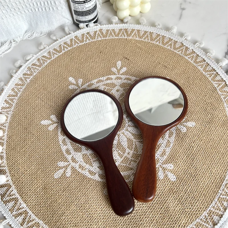 샌달우드 휴대용 화장 거울, 레트로 휴대용 원형 거울, 여행용 터치업 거울, 소녀들을 위한 선물