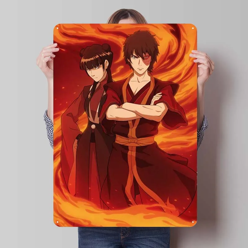 Mai and Zuko Tinplate Sign Anime Poster Interior Decoration Retro Metal Sign Plaque for Wall Art Decoration Vintage Decor Home