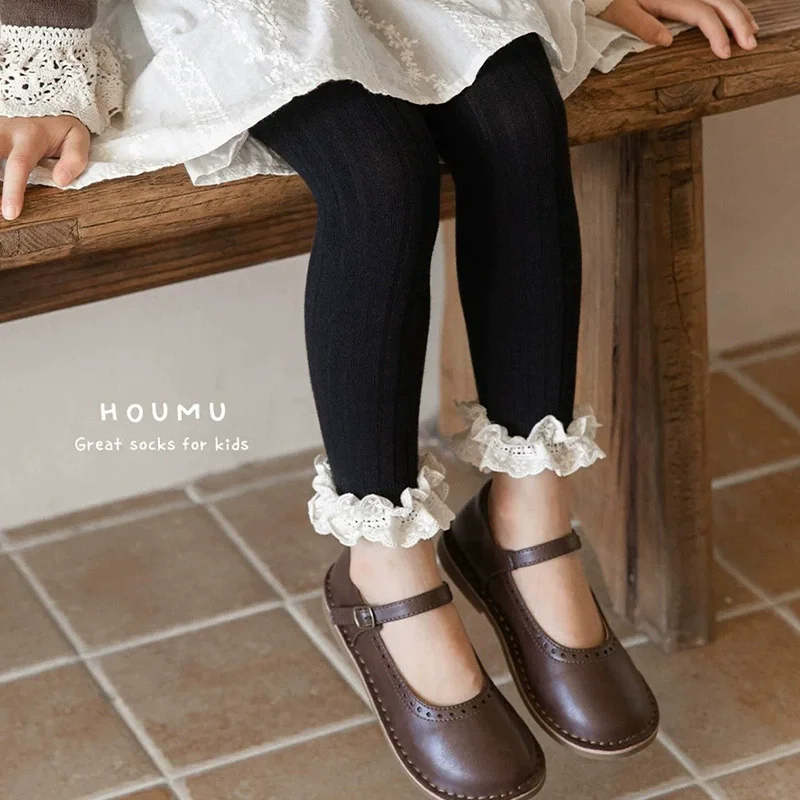 

Baby Girl Pants Age 2-11Years Child Thermal Leggings Spring Autumn Little Kids Bottom Kids Lace Cute Simplicity Tight Trousers