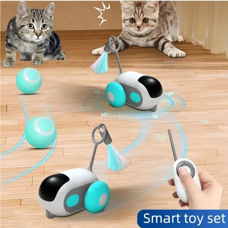 Remote Control Car Cat Toy Indoor USB Rechargeable Automatic Mobile Car Cat Mouse Toy Moving Cat Toy Self Play