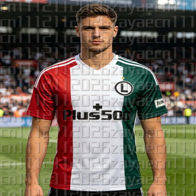 Camisa de Futebol Masculina Polonesa 2026, Secagem Rápida, Legia Varsóvia Clássica Plus 500, Roupas para Adultos e Crianças
