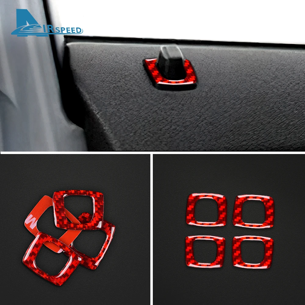 AIRSPEED 4pcs For BMW X3 E83 2004-2010 Carbon Fiber Sticker Car Door Lock Circle Ring Cover for E83 Interior Trim Accessories