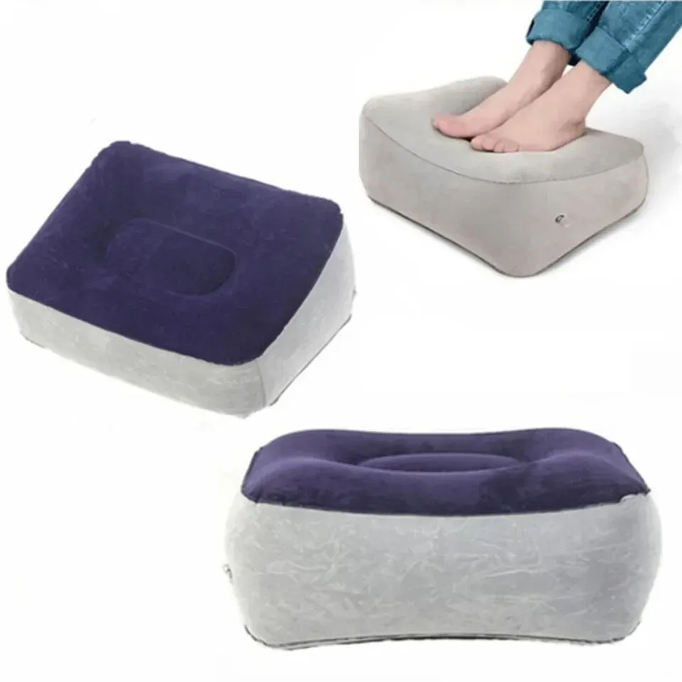  Inflatable PVC Footrest Pillow Air Cushion for Travel Office Home Leg up Relaxing Foot Rest under Desk Support 