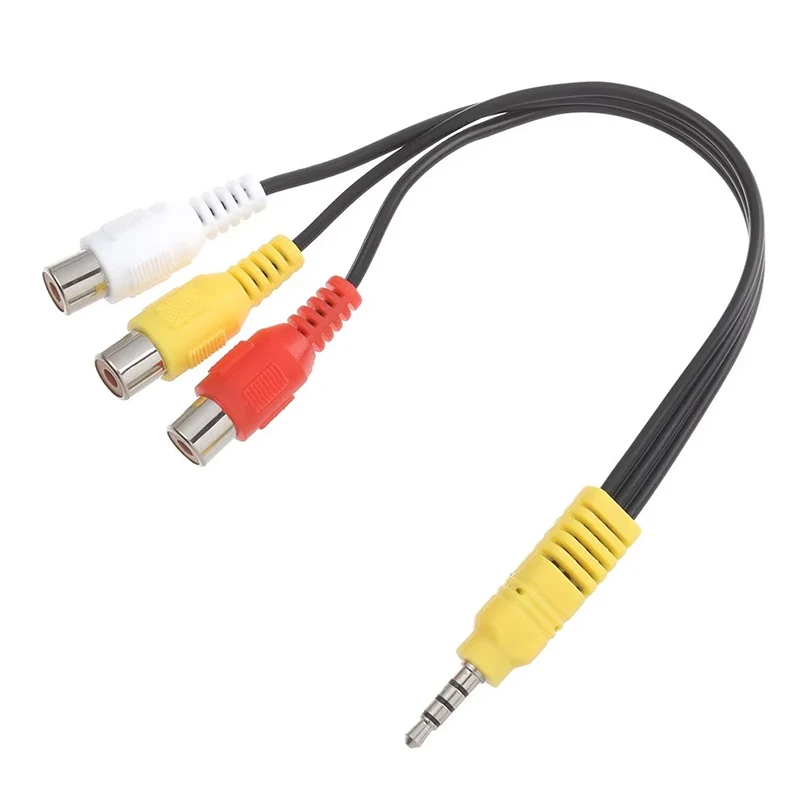 3.5mm one in three AV adapter cable Male to 3 RCA red white yellow video cable Lotus female audio adapter cable D6