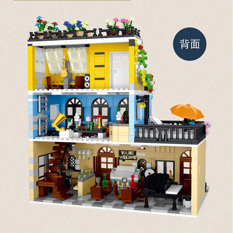 

XMork 20115 Модель городского отеля Модульная серия Street View со светодиодным освещением DIY Игрушки Строительные блоки Подарок для мальчика 1464 шт.