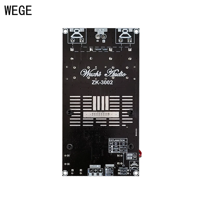 WEGE ZK-3002 TPA3255 Pure Rear Level Digital Amplifier Board Stereo 300W x2 Bridged Mono 600W AMP Wuzhi Audio Music