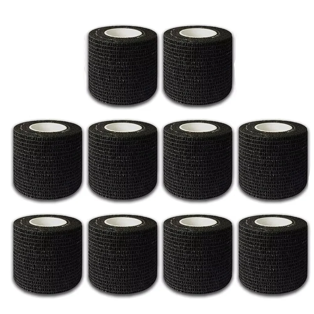 2/4/6/12PCS  Black Tattoo Grip Cover Wraps Self-Adhesive Elastic Bandage Tape Breathable Strong Sports Tape Athletic