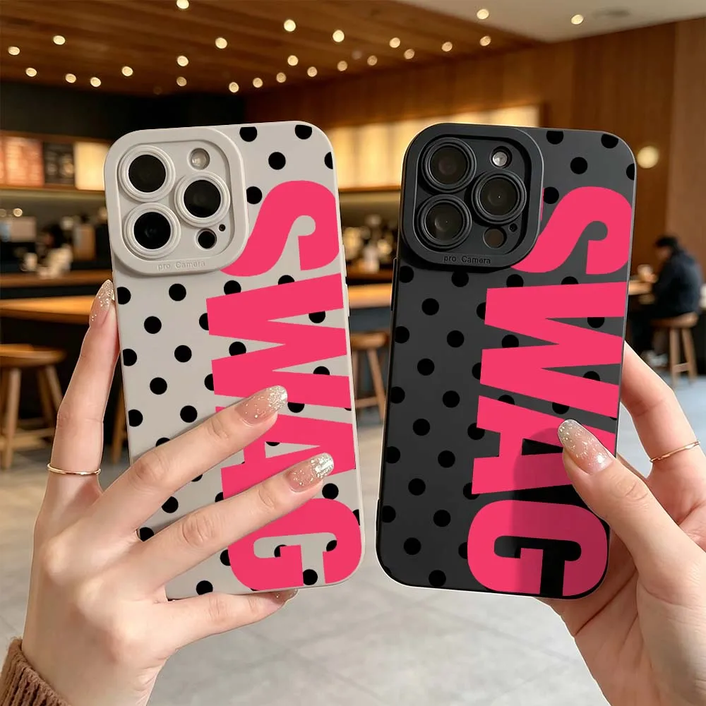 

Cartoon Polka Dot Smac For iPhone 17 16 15 14 Pro Max 12 11 13 17 Air XS Plus 16e Fall Proof Soft Cover Phone Case